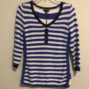 Willi Smith Sweater V Neck Pullover Metallic Striped SZ S New With Tags!